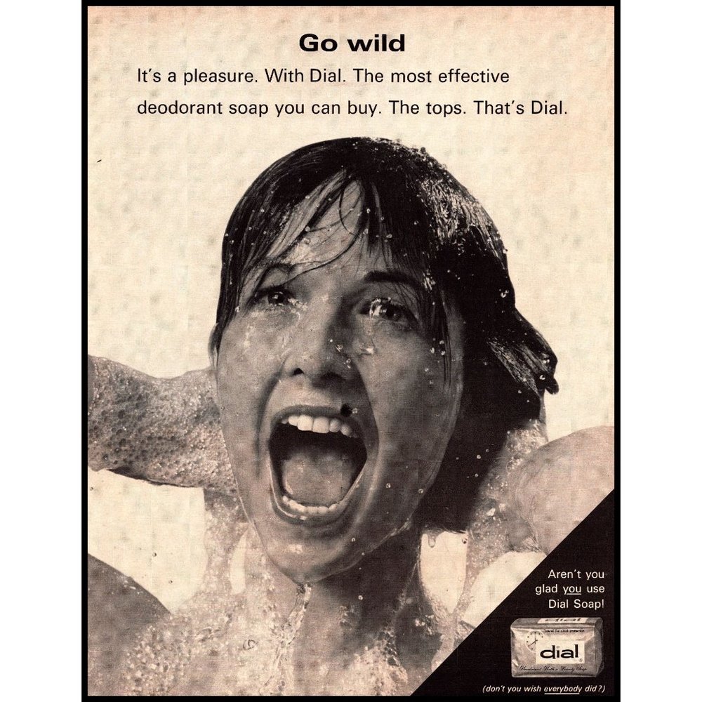 1964 Dial Deodorant Bar Soap Vintage Print Ad Go Wild Shower Wall Art